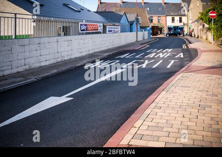Road sign in Welsh language Stock Photo