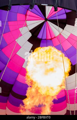 Interior image of a hotter balloon firing up for take off Stock Photo