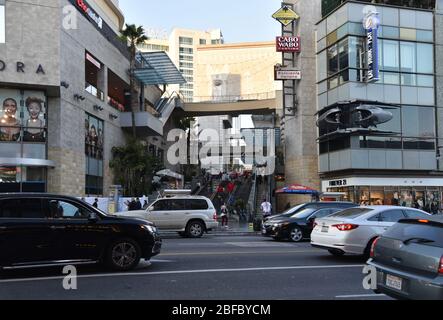 LOS ANGELES, CA/USA  - JANUARY 13, 2019: Entrance to the Hollywood Highland Center off of the Hollywood Walk of Fame Stock Photo