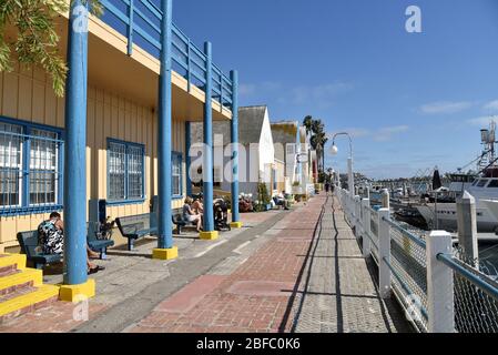 LOS ANGELES, CA/USA  - March 28, 2019: Fisherman’s Village in Marina del Rey is a popular Los Angeles tourist attraction Stock Photo