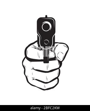 Gun in hand. Firearm, pistol vector illustration Stock Vector