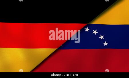 Two states flags of Germany and Venezuela. High quality business background. 3d illustration Stock Photo