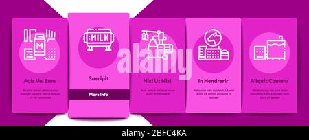 Milk Factory Product Onboarding Elements Icons Set Vector Stock Vector