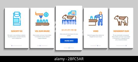 Milk Factory Product Onboarding Elements Icons Set Vector Stock Vector