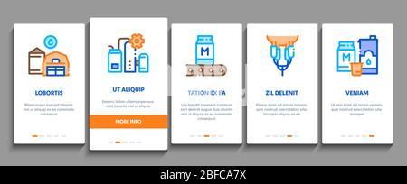 Milk Factory Product Onboarding Elements Icons Set Vector Stock Vector