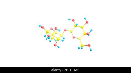 Lactose is a disaccharide sugar derived from galactose and glucose that is found in milk Stock Photo