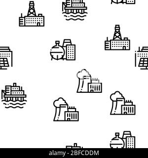 Factory Industrial Seamless Pattern Vector Stock Vector