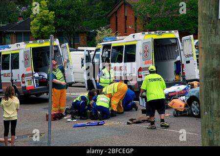 Yellow Rescue Arrows Emergency services work at the scene of a collision between two trains ...