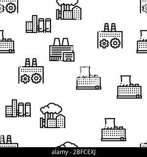 Factory Industrial Seamless Pattern Vector Stock Vector