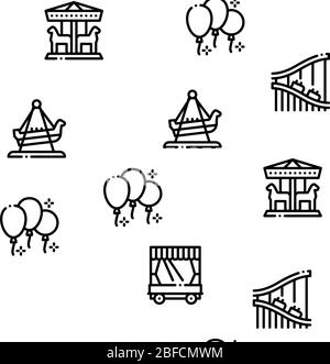 Amusement Park Seamless Pattern Vector Stock Vector