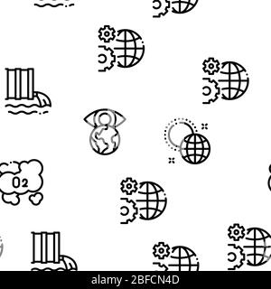 Climate change concept seamless pattern in colored line style. Ecology ...
