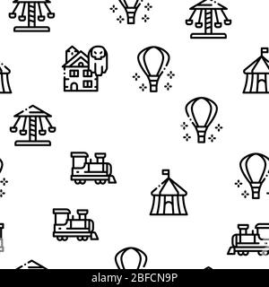 Amusement Park Seamless Pattern Vector Stock Vector