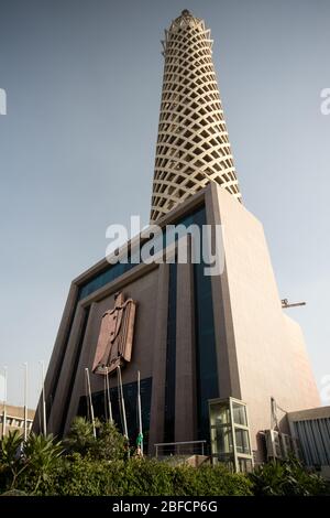 Exterior of Cairo Tower on Gezira island in Cairo, Egypt.