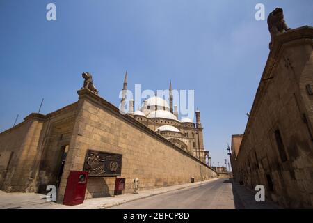 View of the walled Mosque of Muhamed Ali Pasha in the Citadel of Saladin in Cairo, Egypt. Stock Photo