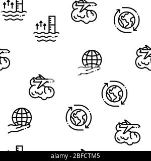 Climate change concept seamless pattern in colored line style. Ecology ...