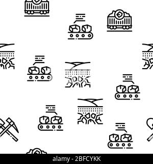 Coal Mining Seamless Pattern Vector Stock Vector