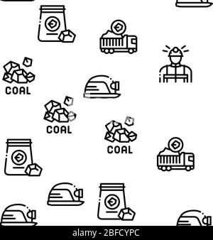 Coal Mining Seamless Pattern Vector Stock Vector