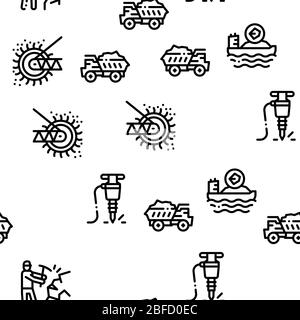 Coal Mining Seamless Pattern Vector Stock Vector