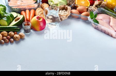 Healthy diet eating plan. Meal planning. Slimming and weigh loss concept. Image with copy space Stock Photo