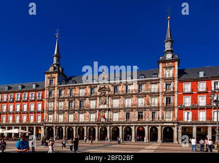 Madrid, Spain - 30 September 2016: The Plaza Mayor in Madrid (Spain), one of the most famous squares of the Spanish Capital. Stock Photo