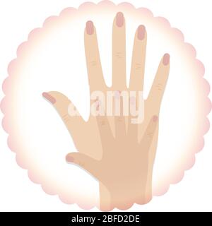 Two hands in a label Stock Vector
