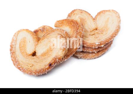 Heart shaped puff pastry isolated on white background Stock Photo