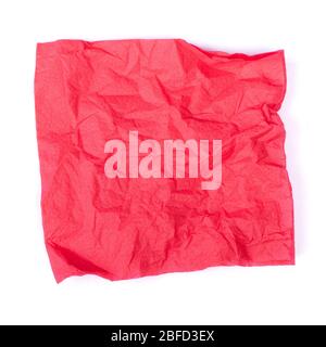 Wrinkled paper napkin isolated on white background Stock Photo