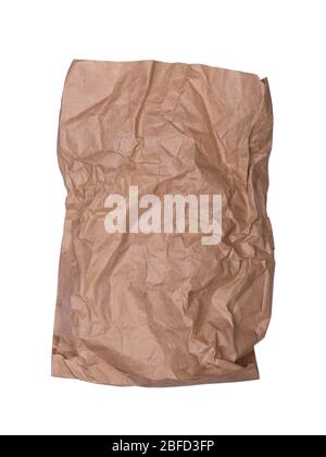 Crumpled paper bag isolated on white background Stock Photo