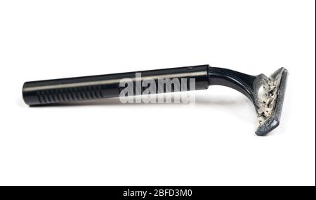 Used disposable shaving razor isolated on white background Stock Photo