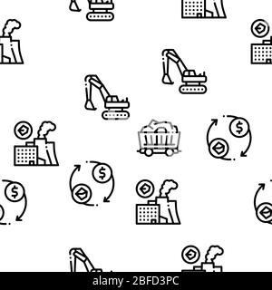 Coal Mining Seamless Pattern Vector Stock Vector