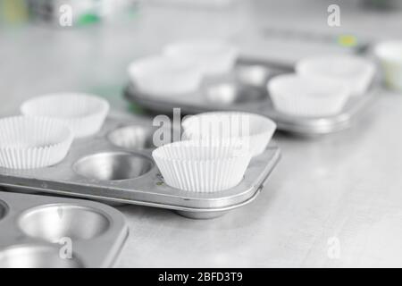 Cupcake baking dish. Professional cooking tools. Stock Photo