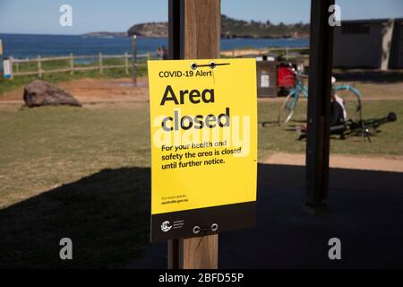 Mona Vale beach Australia, barbecue and play area closed due to coronavirus covid 19 pandemic in Sydney,NSW,Australia Stock Photo