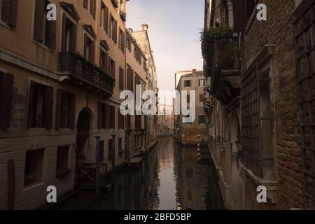 An empty canal in Venice, Italy Stock Photo