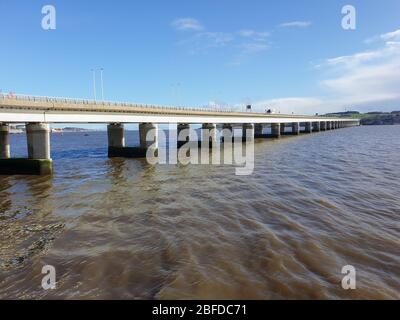 The Tay Road Bridge, spanning South from Dundee to Newport-On-Tay. Stock Photo