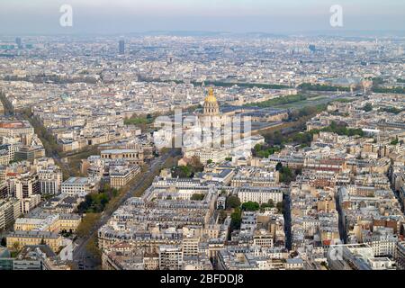 Aerial view from Tour Montparnasse at the city of Paris, France Stock Photo