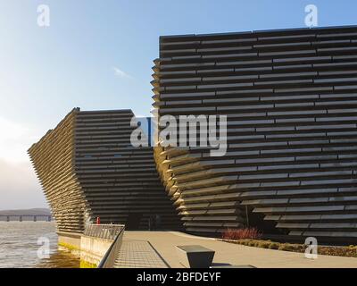 DUNDEE, UK, 18 FEBRUARY 2020: A photograph documenting the new Victoria and Albert Museum in Dundee late in the afternoon on a sunny winter day. Stock Photo