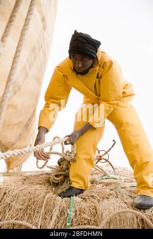 Fisherman near Nouadhibou in Mauritania. Stock Photo