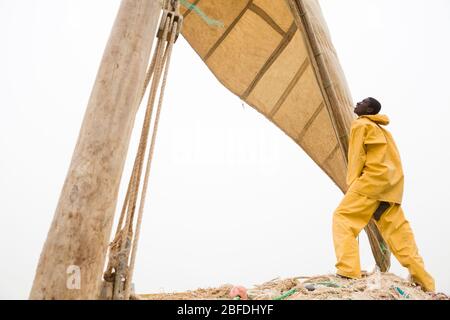 Fisherman near Nouadhibou in Mauritania. Stock Photo