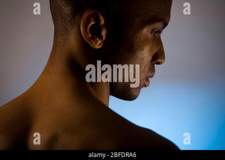 Man's head seen from the side Stock Photo