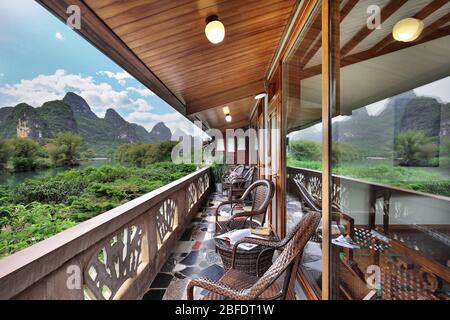 Yangshuo Mountain Retreat Rooms, Yangshuo China Hotels Stock Photo