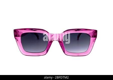 Pink wayfarer horn rimmed sunglasses for women isolated on white background, front view Stock Photo