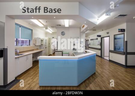 Nurses' station in McEntee Ward, St George's Hospital, Tooting. Stock Photo