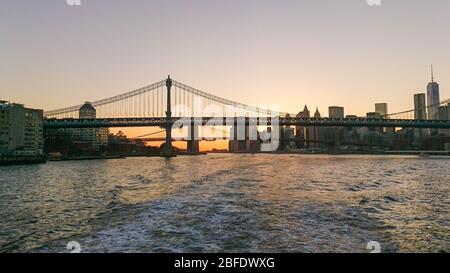 Beautiful landscape view on one of the bridges in Manhattan. USA. New York.