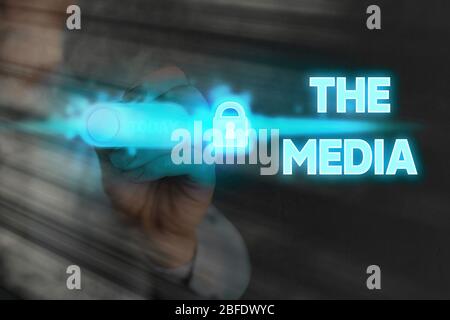 Handwriting text writing The Media. Conceptual photo main means of mass communication that are regarded collectively Stock Photo