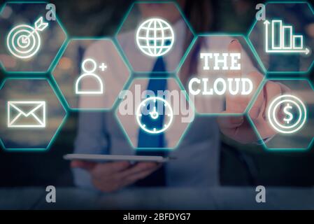 Handwriting text The Cloud. Conceptual photo Programs used in Storing Accessing data over the internet Stock Photo