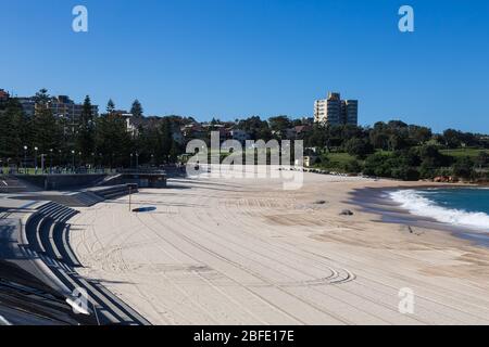 Coogee Beach during the Covid Lockdowns in Sydney, Australia. Stock Photo