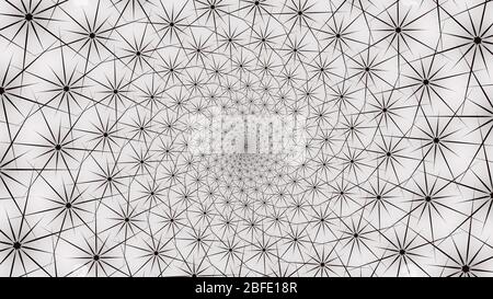 Black cactus spike pattern spiral. Creative decorative wallpaper design. Seamless illustration of starry sky. Stock Photo
