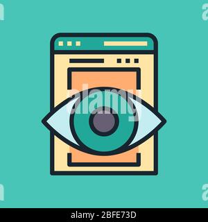 Page Views. Concept illustration, flat design linear style banner. Usage for e-mail newsletters, headers, blog posts, print and more. Vector Stock Vector