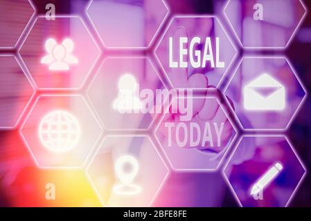 Text sign showing Legal. Business photo text Allowable or enforceable by being in conformity with the law Stock Photo