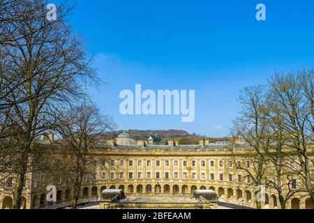 Buxton, Derbyshire : The newly restored Georgian Crescent in the centre of the Peak District town Stock Photo